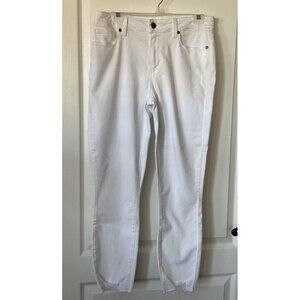 Paige Verdugo Crop Jeans Size 30 White Distressed Ankle Hem Mid Rise NWOT